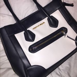 Christian Siriano black and white tote style purse